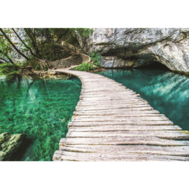 Fotobehang poster 2731 steiger hout planken water bergpad