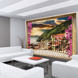 Fotobehang poster 4545 uitzicht balkon toscane