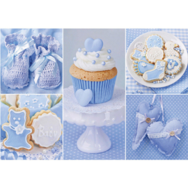 Fotobehang poster 3337 babykamer jongen blauw cupcake
