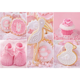 Fotobehang poster 3338 babykamer meisje cupcake roze