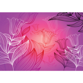 Fotobehang poster 1624 bloemen paars roze
