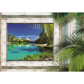Fotobehang poster 1473 hout grijs uitzicht water