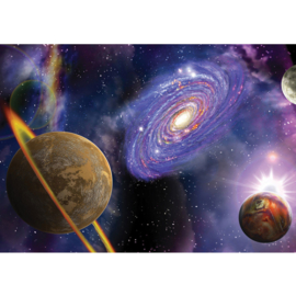 Fotobehang poster 0905 hemel planeten melkweg galaxy sterren paars