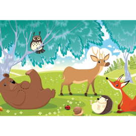 Fotobehang poster 2347 kinderkamer bos beer egel uil hert