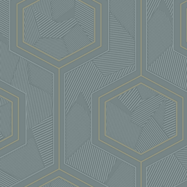 Z12853 grafisch hexagon ijsblauw