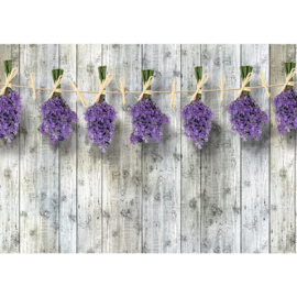 Fotobehang poster 1352 hout grijs bloemen paars lavendel
