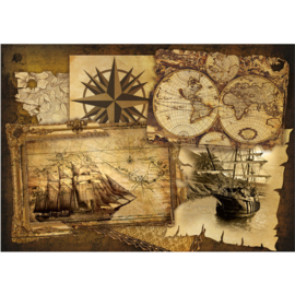 Fotobehang poster 1861 nautisch schepen schilderij vintage sepia
