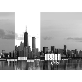 Fotobehang poster 0281 usa urban city skyline tekst steden