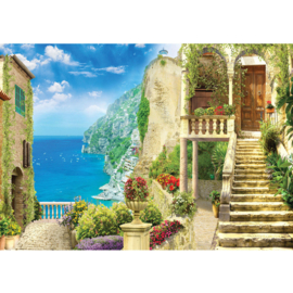 Fotobehang poster 4534 trappen toscane uitzicht