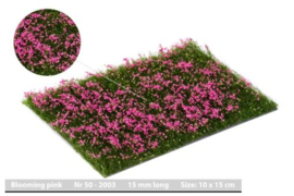 HB2003 Grassmatt Pink Flowers/Rose Bloemen/ Bluhend Rose 10*15CM 15mm