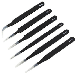 HB012 ESDSET 6 Piece tweezer set  stainless steel anti static