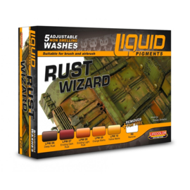 LP02 Lifecolor Liquid Pigments Rust Wizard (This set contains 5 Acrylic washes and a bottle of remover)