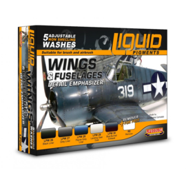 LP06 Lifecolor Liquid Pigments "wash" Wings & Fuselages Detail Emphasizer set (6x 22ml)