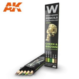 AK10040 Green & Brown Shading & Effects set (5 Pecils)
