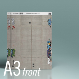 MT754 1:87 (HO) A3 Retaining wall concrete 1 with Graffiti (420mm x 297mm x 10mm)