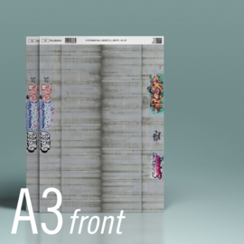 MT835 1:87 (HO) A3 Retaining wall concrete 2 weathered with Grafiti (420mm x 297mm x 10mm)