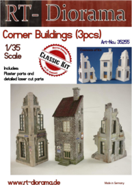 RT35255 1:35 RT-Diorama Corner Ruin set 3 buildings Incl. lasered door and windows