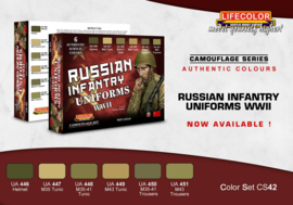 CS42  Lifecolor Russian Uniforms WWII  (This set contains 6 acrylic colors)
