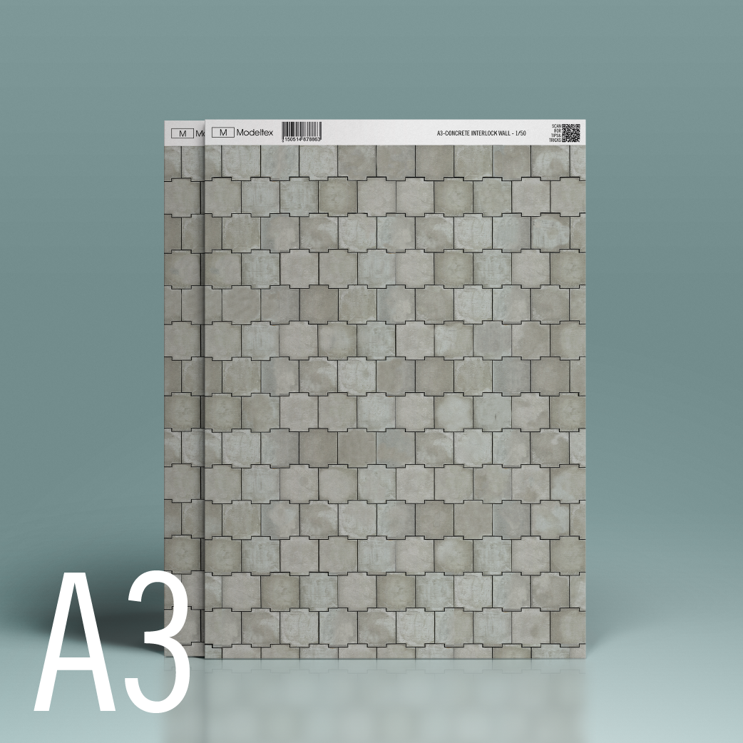 MT863 1:50 Modeltex A3 Concrete Interlock (420mm x 297mm x 3mm)