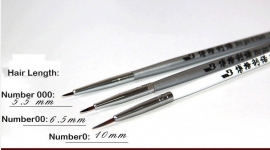 HB001 High quality fine brush set (Short Hair) size 0/00 and 000 (Oil and Acrylic) Weasel Hair