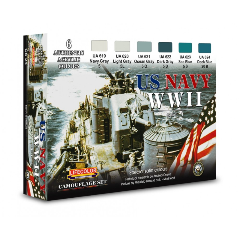 Set Colori Acrilici Lifecolor CS52 | Navi E Sottomarini USA 1950-oggi | Vernici Modellismo 6x22ml