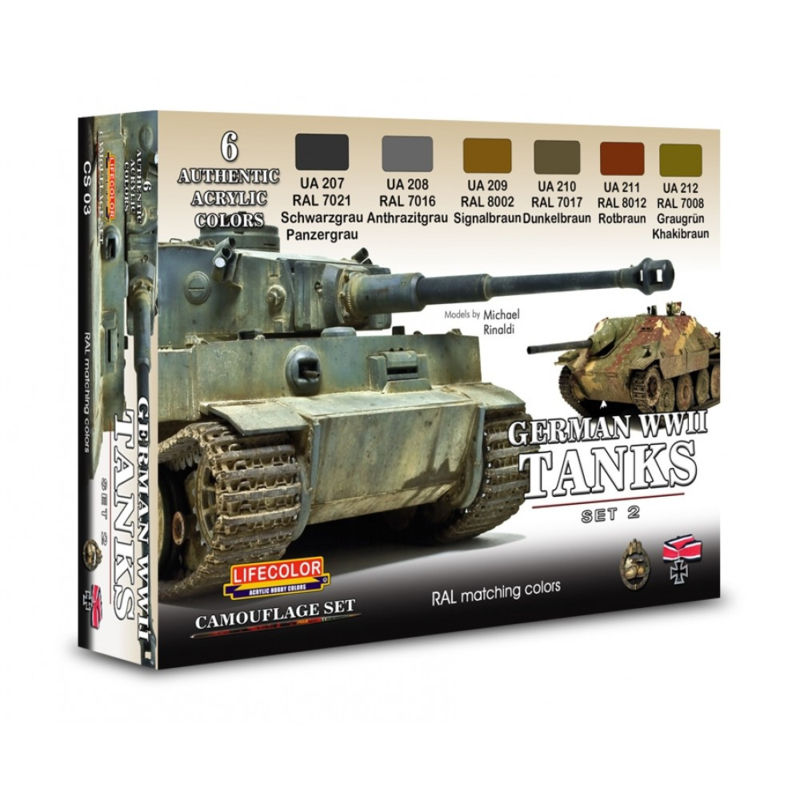 CS03 Lifecolor German WWII Tanks Set2   (This set contains 6 acrylic colors)