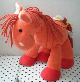 Knuffel paard oranje met bloem | Happy Horse