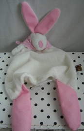 Konijn knuffeldoek Rufus Rabbit wit/roze | The Little Dog