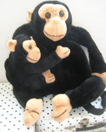 Aap chimpansee knuffel rugzak met baby | PIA