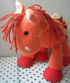 Knuffel paard oranje met bloem | Happy Horse