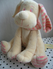 Hond knuffel ecru/roze met muziekdoosje | Cher & Cherry Anna Club Plush