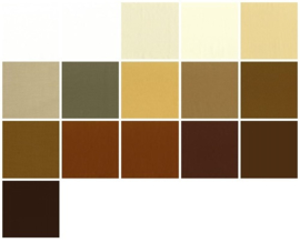 Color samples white, cream, beige and brown