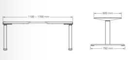 Bureau onderstel 2-motorig