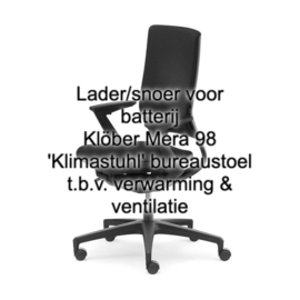 Lader/snoer voor batterij Klöber Mera 98 'Klimastuhl' bureaustoel t.b.v. verwarming & ventilatie