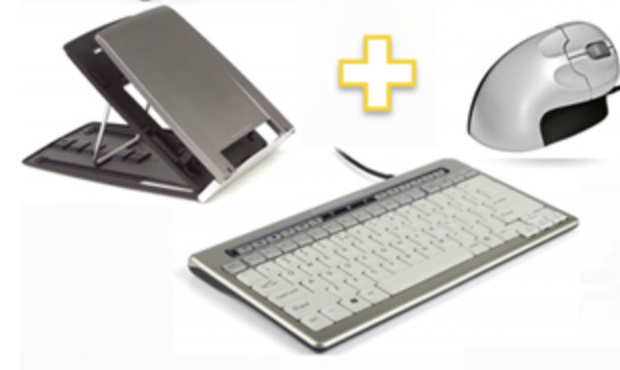 Pakket: toetsenbord 840 + Grip muis + laptopverhoger 330