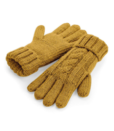 Cable knit melange gloves 