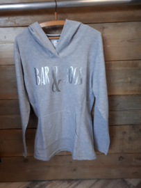 Sale hoodie Bar & Boos | maat L | lichtgrijs met zilver         