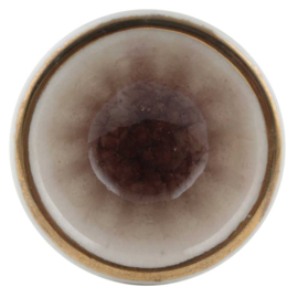 Porseleinen ronde meubelknop met gouden rand
