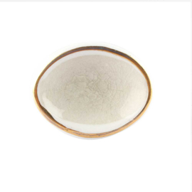 Porseleinen ovale craquelé knop met gouden rand
