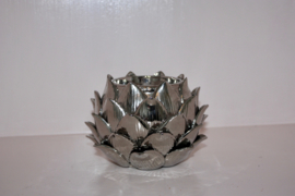 Pols potten zilver lotus waxinelichthouder / kandelaar
