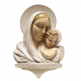 Gesigneerde buste maria met kind aardewerk
