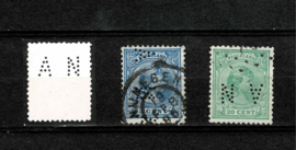 Perfin AN type 1 in 2 zegels