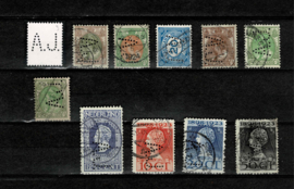 Perfin AJ type 3 in 10 zegels