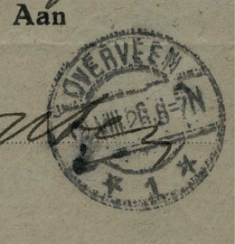 1926. Port 67 op dienstbrief van BLOEMENDAAL naar AMSTERDAM ✉️