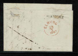 1867. 4. 5 ct. Haarlemse druk op brief van ELBURG naar  OLDEBROEK