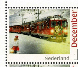 2020. Persoonlijke Decemberzegel. Rhätische Bahn met sneeuw