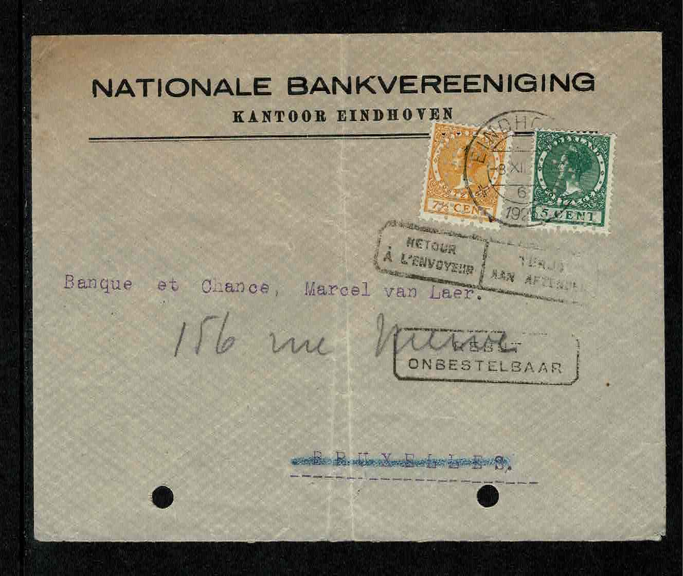 NBV Eindhoven  naar Brussel "Retour Afzender"