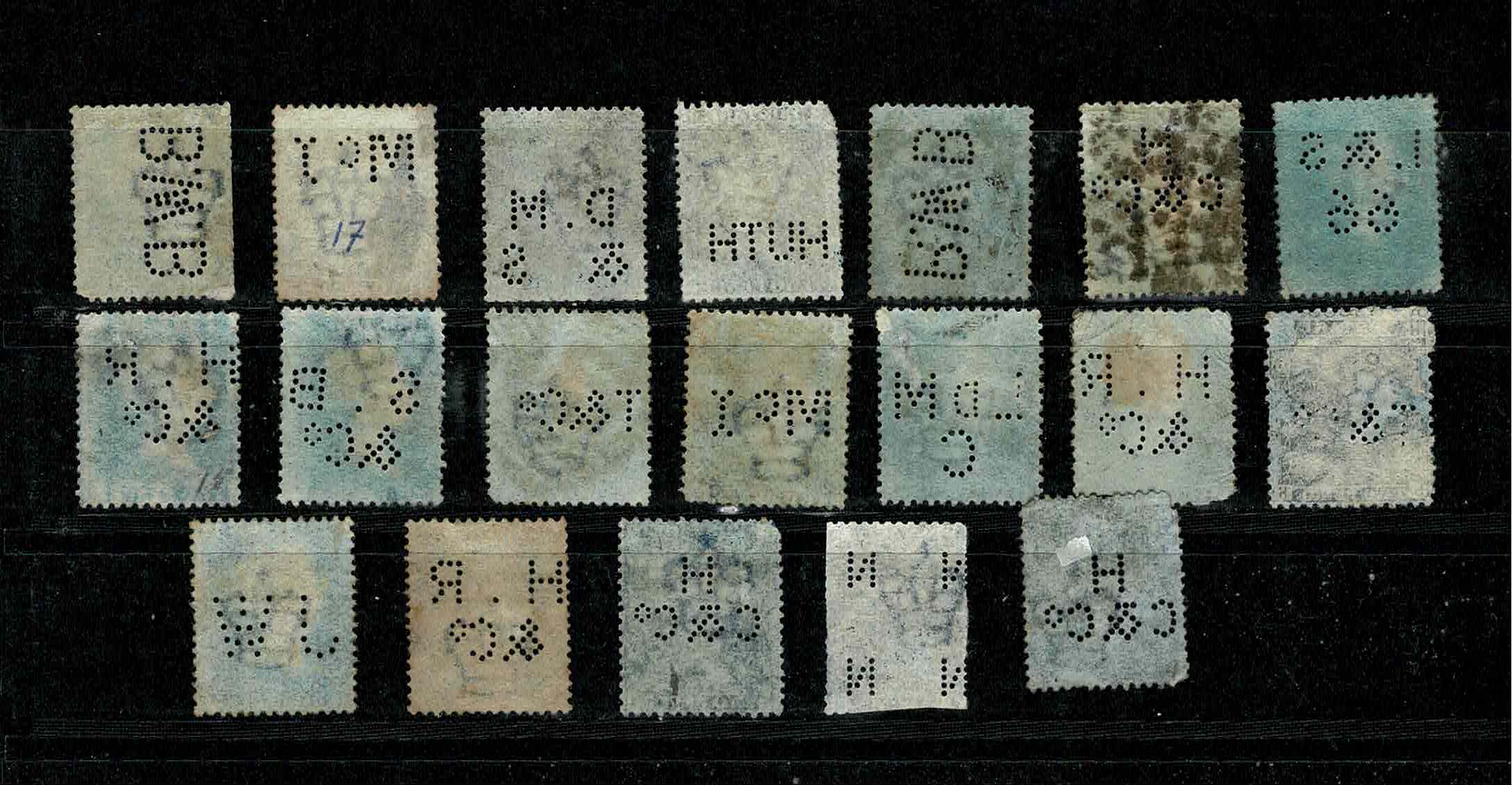 Engeland UK  perfins firmaperforaties in Two Pence Blue Klassiek