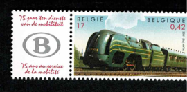België 2001. 2993/5 75 jaar NMBS triptiek met vignetten **