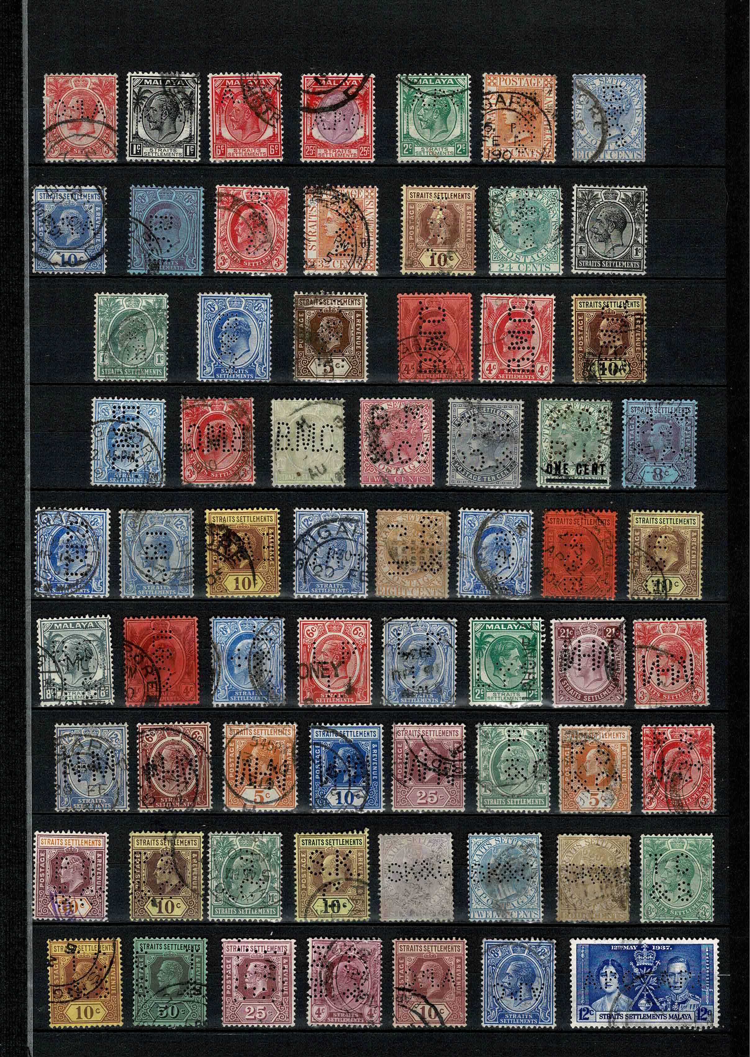 Straits Settlements 66 Perfins ~ firmaperforaties